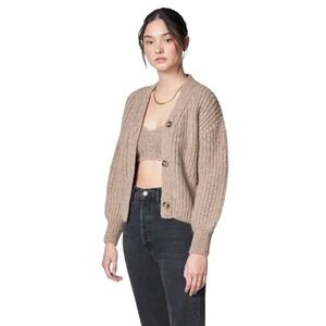 Billie The Label Size Medium Baby Alpaca Mohair Wool Oversized Soft Cardigan Tan